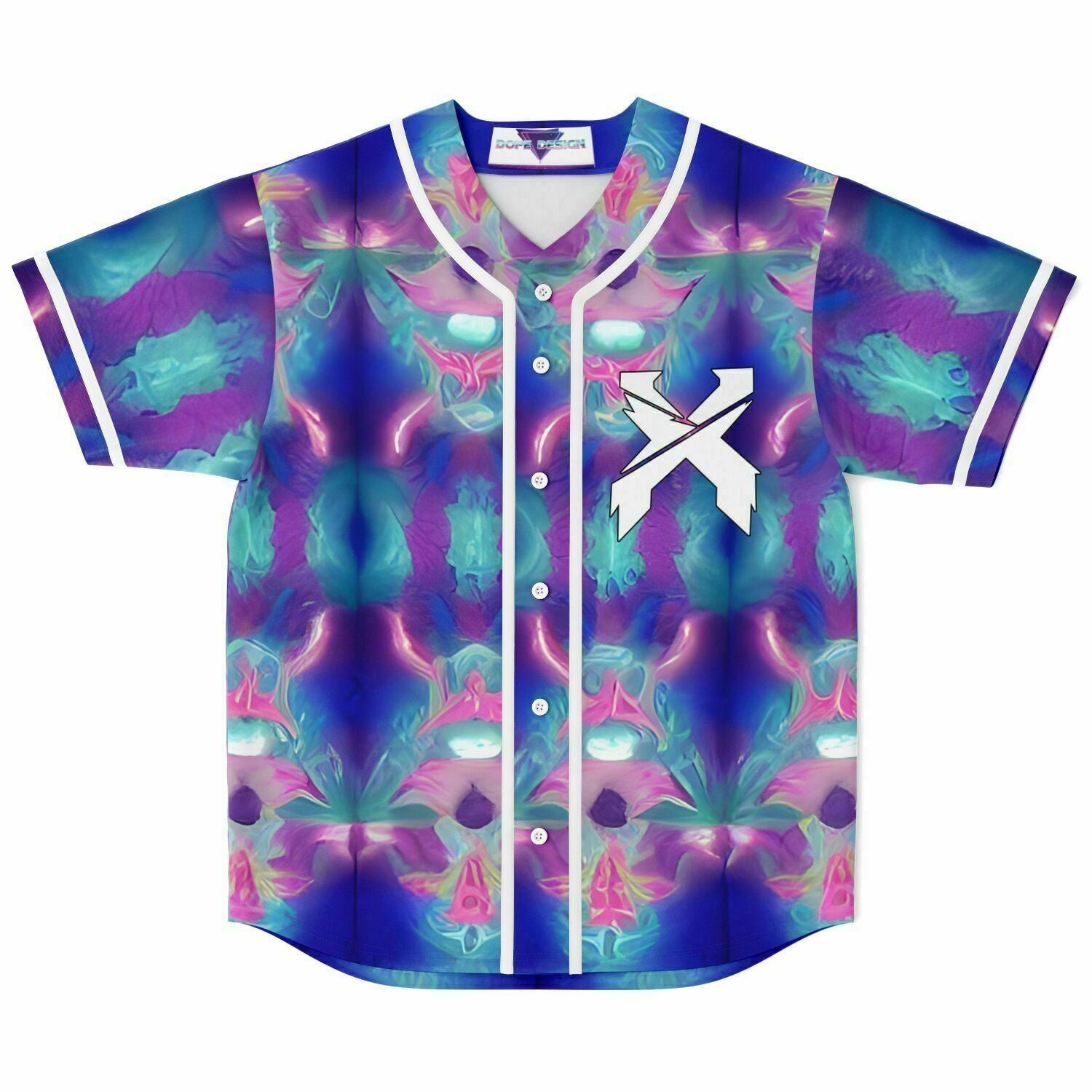 Rainbow Paradise Hooded Baseball Jersey (Black/Rainbow)